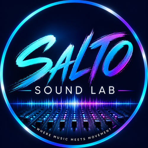 Salto Sound Lab logo, blue and silver