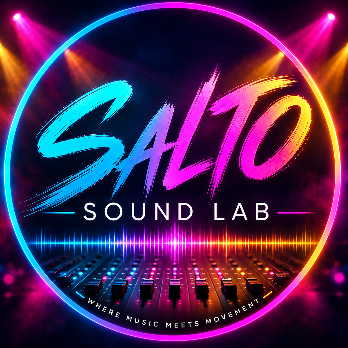Salto Sound Lab logo, magenta and amber