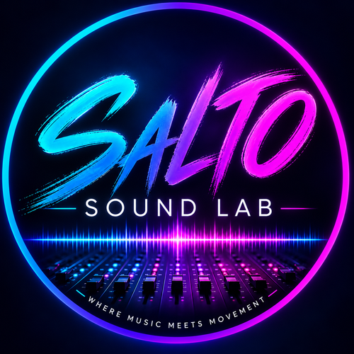 Salto Sound Lab logo, violet and cyan